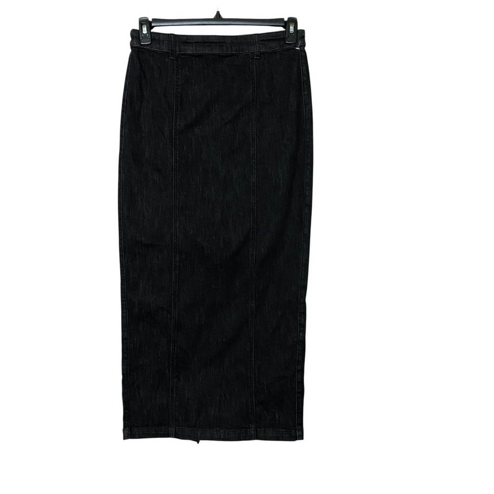 Anthropologie Belle Vere Sz S Pencil Denim Skirt Rinse Black‎ Slit Back